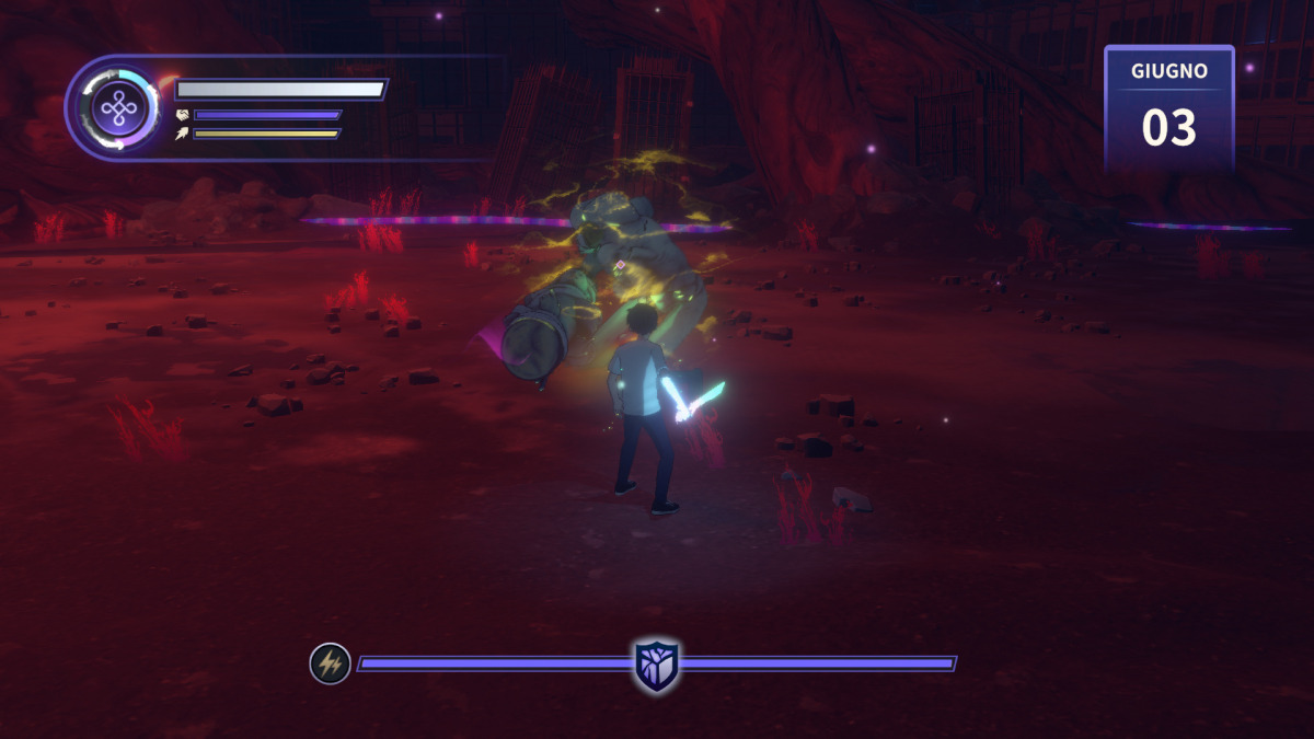 Il protagonista di Eternights affronta un boss.