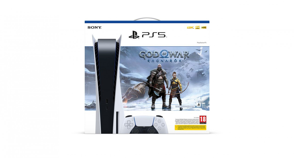 la scatola del bundle PS5+God of War Ragnarok
