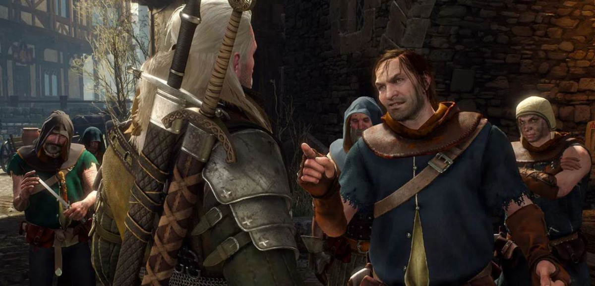 Geralt durante una delle numerose conversazioni del gioco