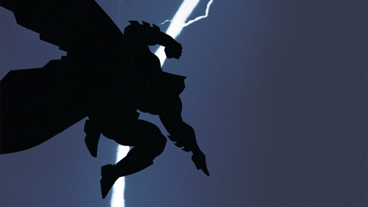 L'iconica silhouette di Batman nella cover de Il Ritorno del Cavaliere Oscuro di Frank Miller