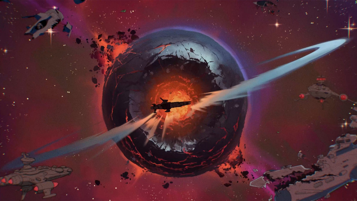Introduzione di Jumplight Odyssey col pianeta natale della protagonista obliterato.