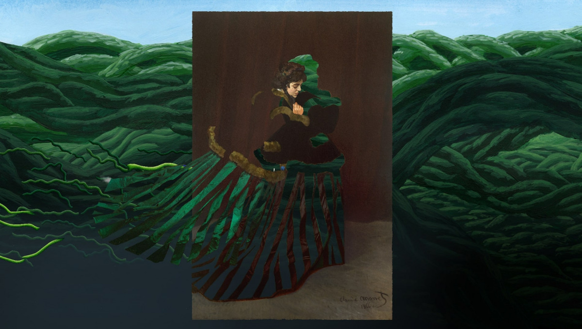 the master's pupil quadro scomposto la donna col vestito verde