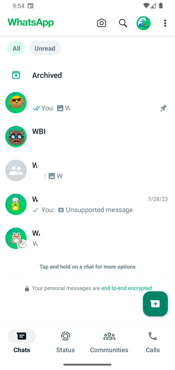 Nuova interfaccia di whatsapp