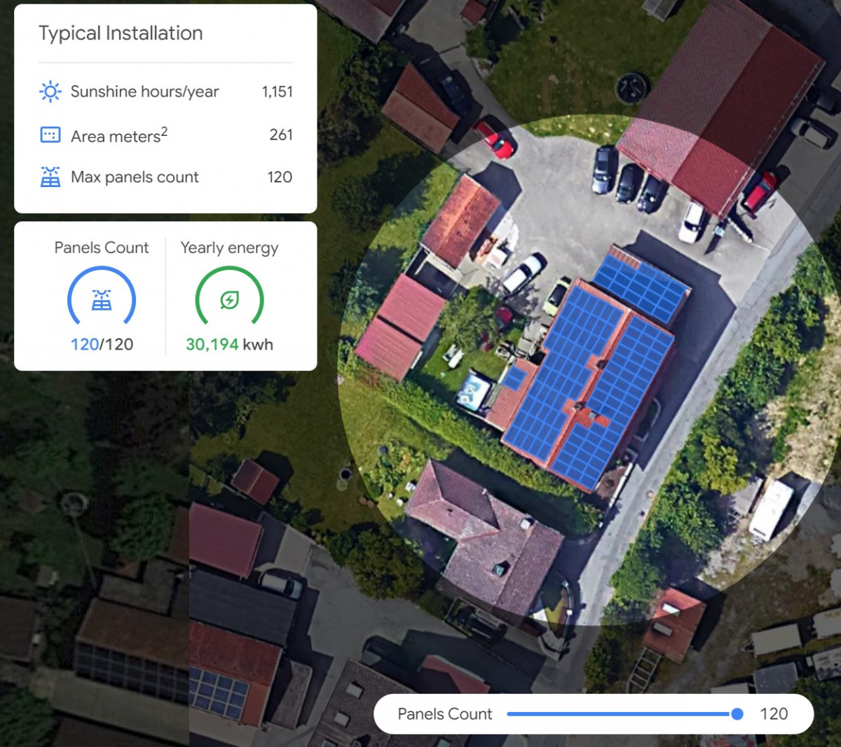 Su questo singolo edificio in Germania potrebbero essere installati fino a 120 pannelli solari per una produzione annua di 30,193 kwh di energia pulita!