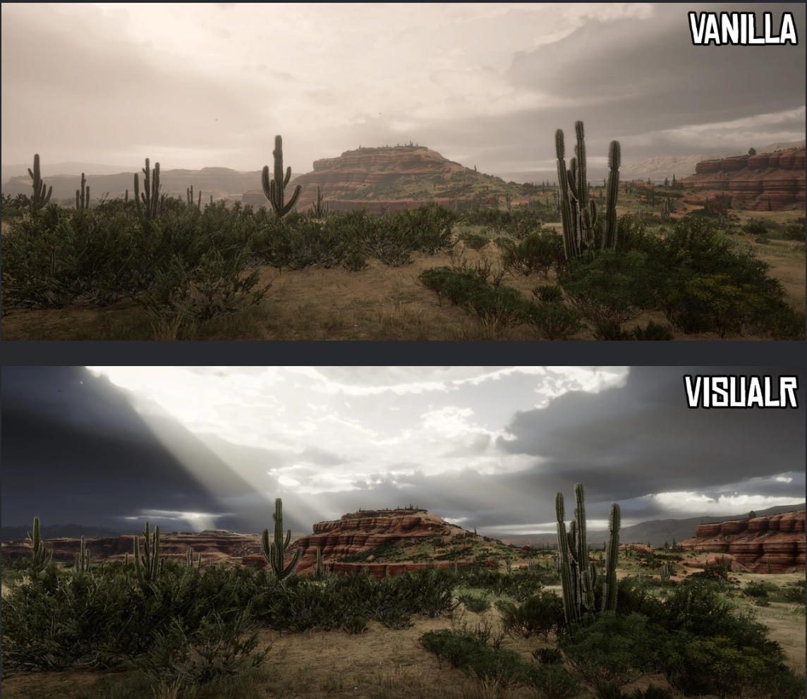 Un confronto before-and-after che mostra i miglioramenti apportati da Visual Redemption