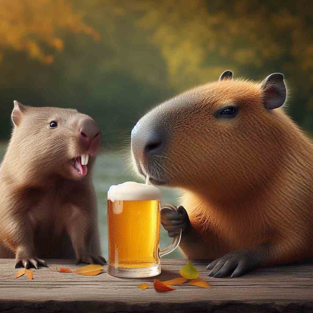 immagine creata con l'intelliza artificiale con un vombato e un capibara