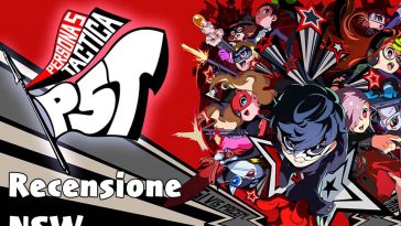 Una bandiera porta la scritta persona 5 tactica a sinistra mentre a destra il cast è organizzato come una rosadi armi da fuoco