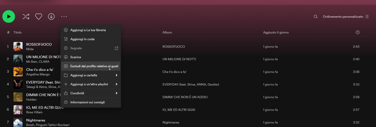 spotify taste profile