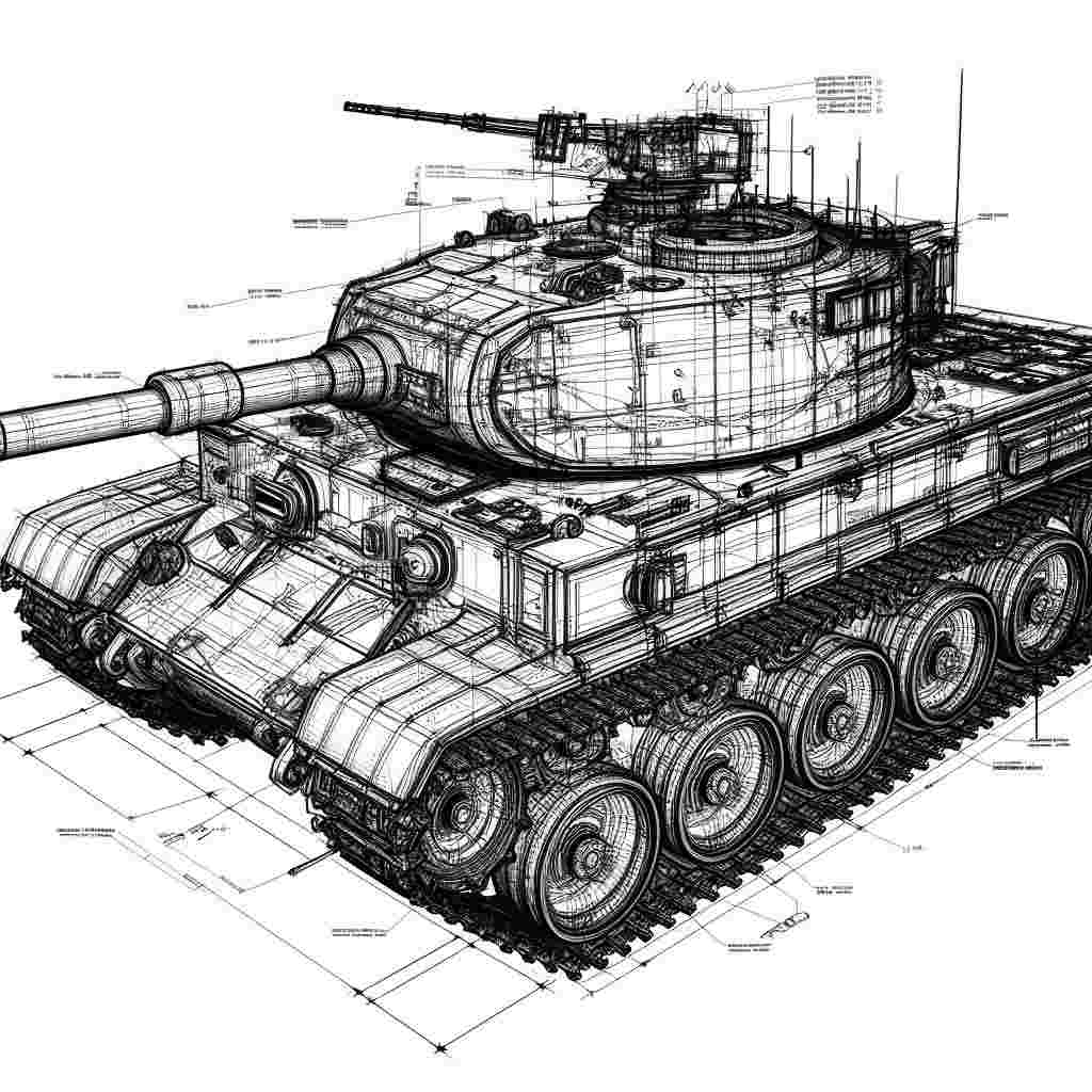 carro armate wireframe disegno