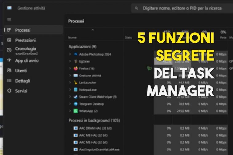 5 funzioni segrete del task manager