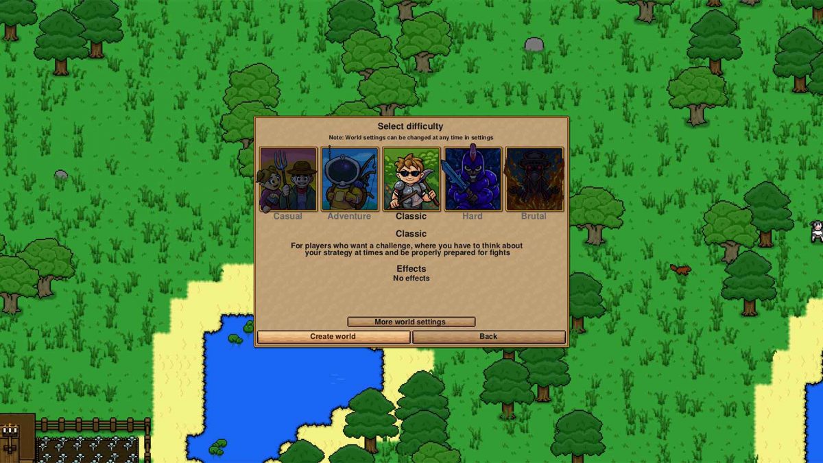 Selezione della difficoltà in Necesse