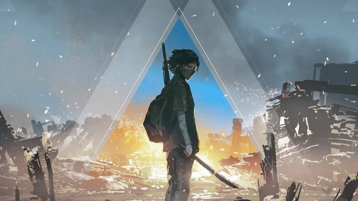 Illustrazione di PRISM che vede una ragazzina solitaria armata di katana davanti a un cumulo di macerie