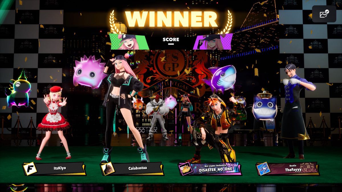 foamstars schermata vittoria con squadra vincitrice