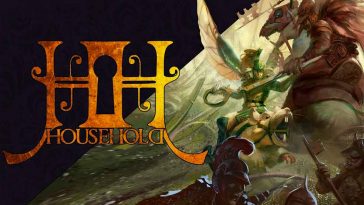 La scritta house hold con due HH a formare la serratura di una chiave, e l'illustrazione di una battaglia