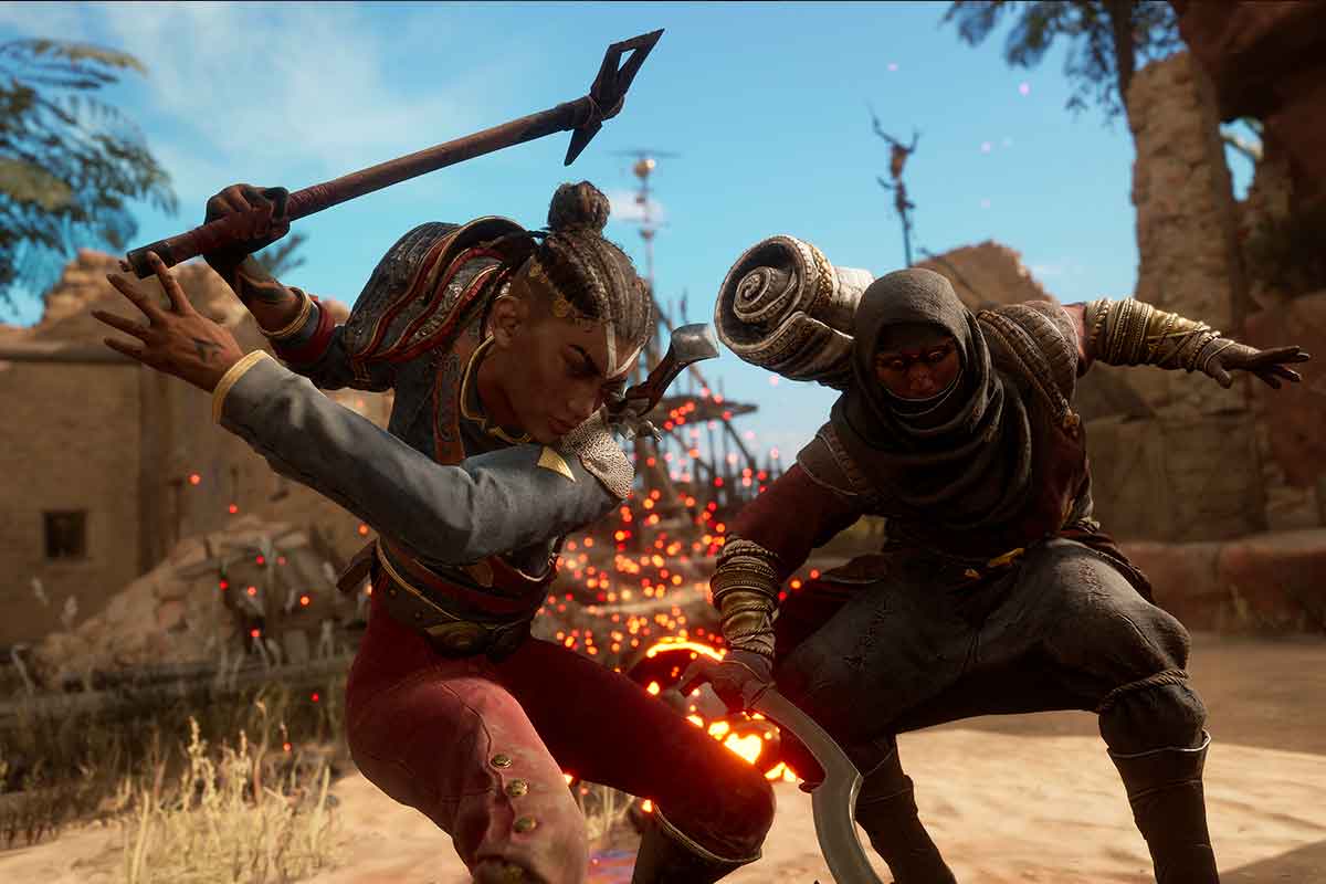 Nor intenta ad usare la sua ascia per dare un colpo di grazia ad un predone