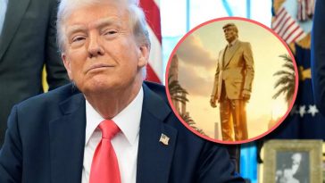 Trump e la statua d'oro del video su Gaza