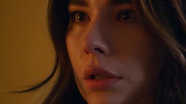 Oylum, personaggio della soap Tradimento, con lo sguardo angosciato