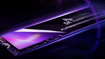 SSD Platinum P41 render 3D con dettagli luminosi viola