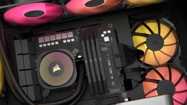 visione all'interno di un PC dove è montato il sistema di raffreddamento Corsair Nautilus