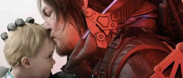 Norman Reedus come Sam Porter Bridges che bacia in fronte un personaggio di Death Stranding 2