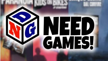 logo need games, sfondo sfocato con giochi presentati