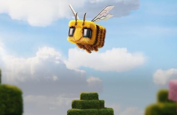 ape che sorvola albero in una scena del film di Minecraft