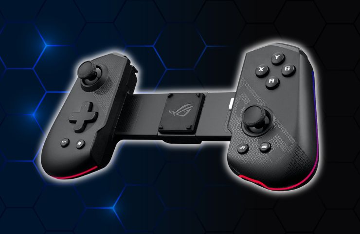 controller ASUS Rog Tessen su sfondo blu scuro