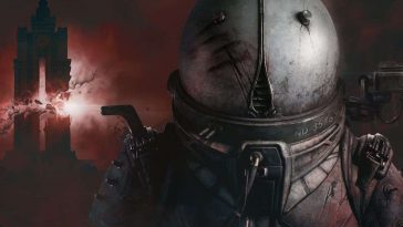 Palombaro viaggiatore del tempo con alle spalle scenario apocalittico