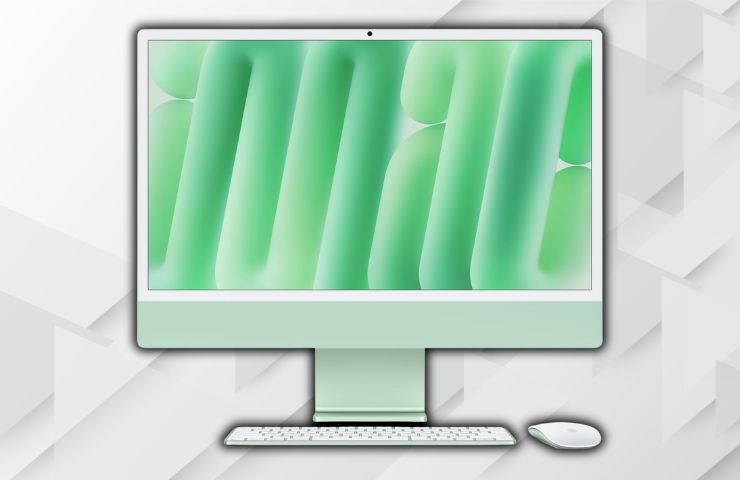 iMac colore verde chiaro su sfondo bianco