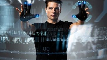 tom cruise nellla scena più famosa di minority report con le mani sullo schermo