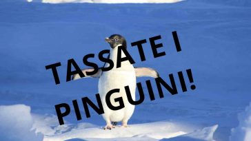 pinguino con scritta tassate i pinguini