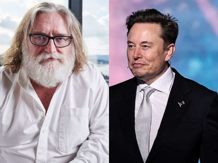 a sinistra gabe newell, a destra elon musk