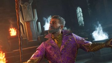 stregone di Oblivion con in mano uno scettro infuocato