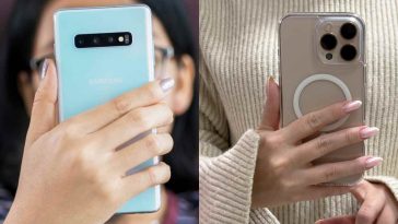 telefono android e telefono iphone in mano a due donne