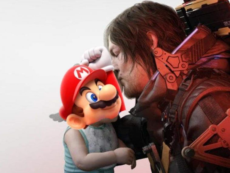 sam porter di death stranding che bacia super mario
