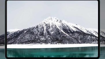 honor pad 9 su sfondo grigio e verde e con una montagna innevata sul display