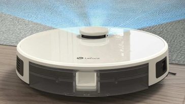 robot aspirapolvere Lefant con luce laser per mappatura in salotto