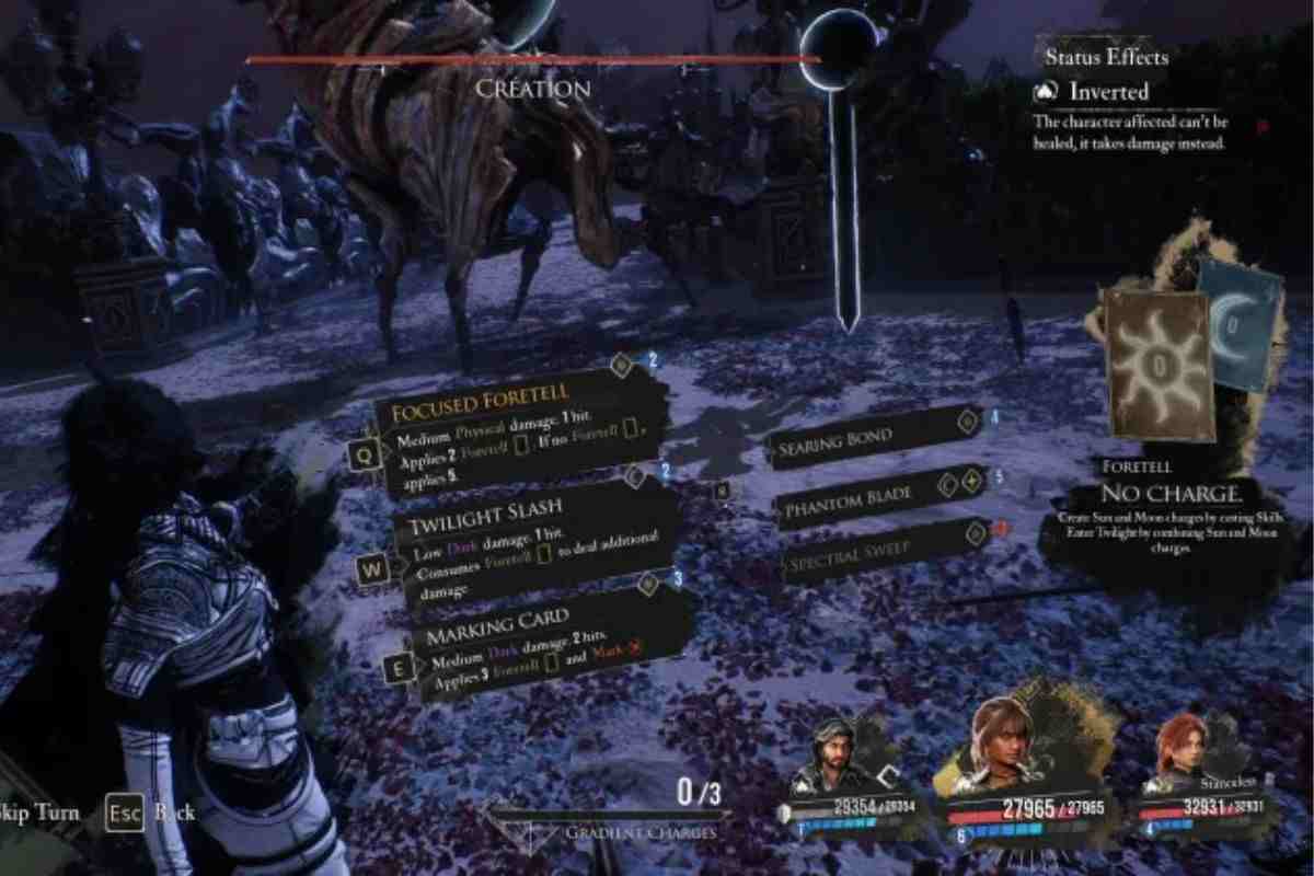 sciel in combattimento con abilità aperte