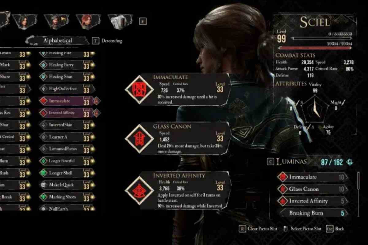 sciel nel menù Picto e Lumina