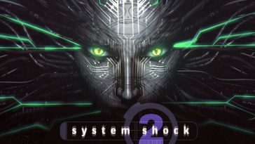 copertina System Shock 2: 25th Anniversary Remaster con volto robotico con occhi verdi