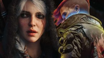 Ciri in uno screenshot di the witcher 4 affiancata a personaggio di cyberpunk 2077 di spalle