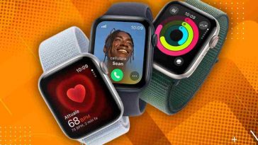 tre modelli di apple watch di seconda generazione su sfondo arancione scuro