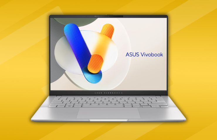 Vivobook S14 su sfondo giallo