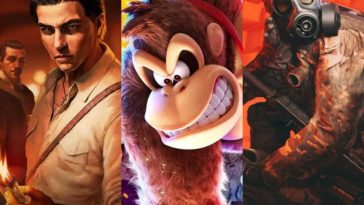collage di tre immagini verticali affiancate con primi piani su mafia terra madre, donkey kong e ready or not