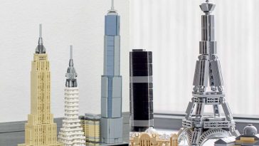 modellini affiancati di Lego Architect: new york city e parigi