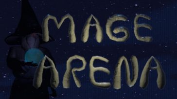 scritta mage arena mago con globo in mano
