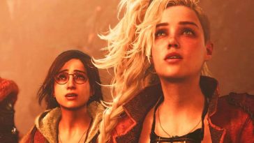 ragazza bionda, ragazza mora con occhiali che guardano in alto spaventate