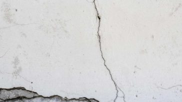 Una crepa vistosa in un muro di cemento