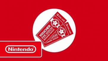schermo rosso con voucher nintendo e la scritta nintendo