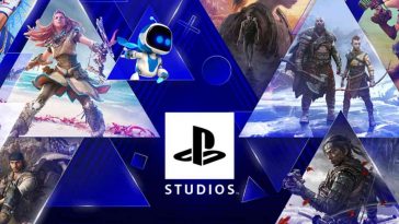 immagine cover dei playstation studios con logo e triangoli che mostrano i vari giochi